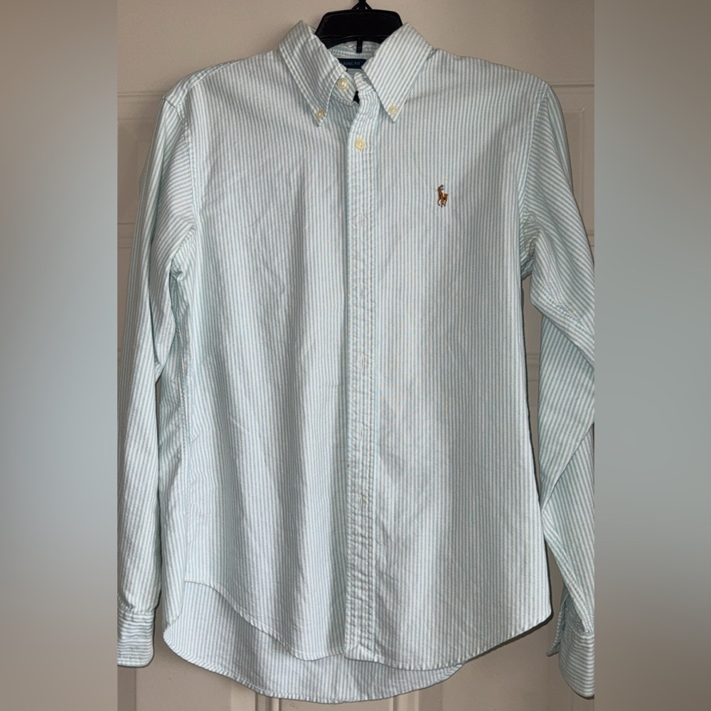 Striped Light Blue boys (size 8) button down.
